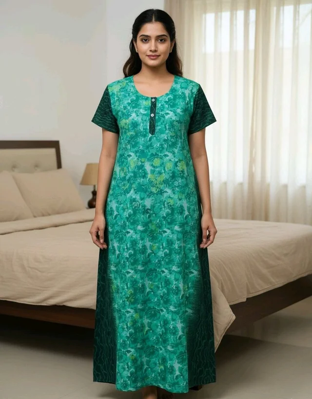 Cotton Nighty – Pack of 2 (Deep Green & Deep Pink) - Free size