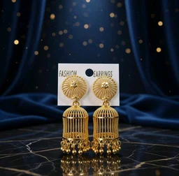 Traditional Gold Plated Jhumka Earrings Pack of 2 for Women (Peacock & Classic Design)