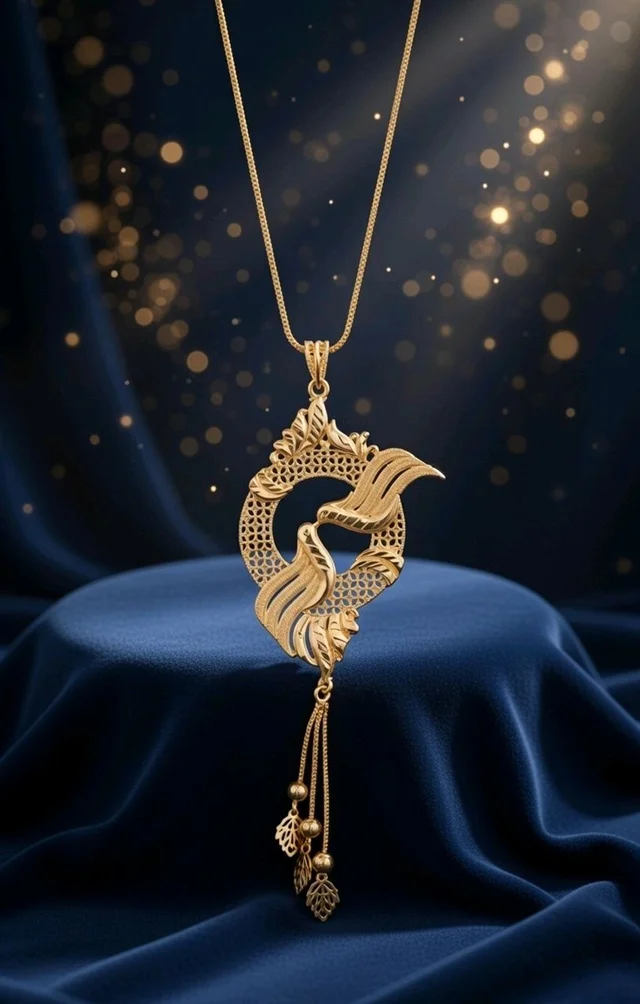 Gold Plated Designer Pendant Necklace for Women (Pack of 2)