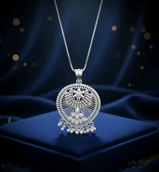 Gold and Silver Plated Designer Pendant Necklace for Women (Pack of 2)