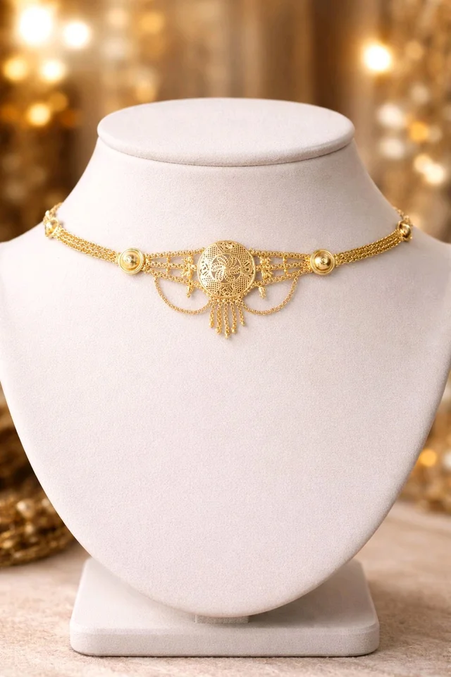 Traditional Gold Plated Choker Necklace for Women