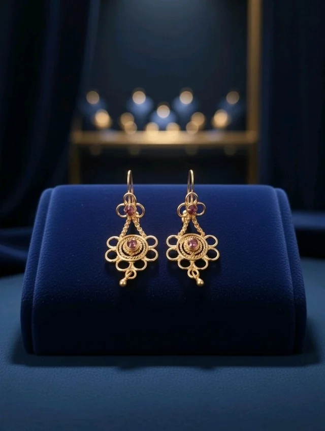 Elegant Gold Plated Floral Drop Earrings for Women