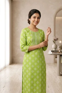 Sushi Embroidered Straight Kurti for Women (Kurti Only) - L, Sushi