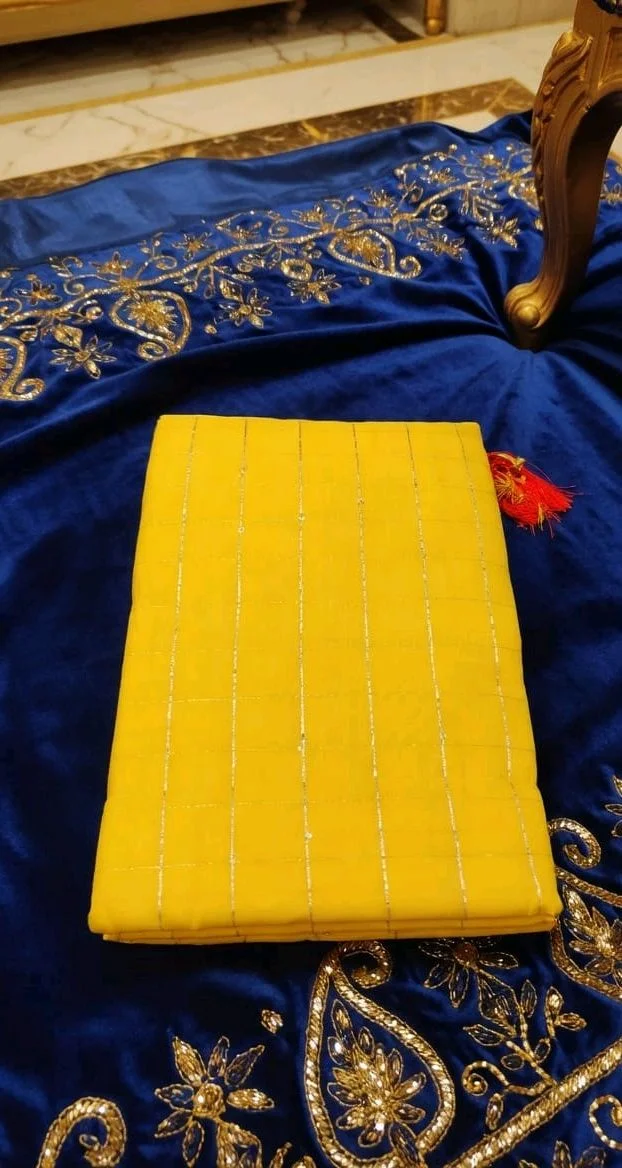 Elegant Check Border Tant Saree – Yellow with Red Traditional Border