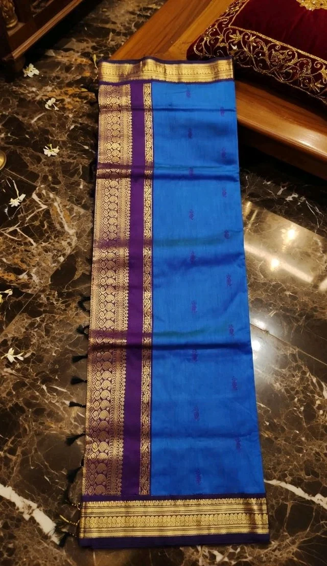 Azure Radiance Kalyani Silk Saree with Elegant Zari Border - 5.5 miter, Azure Radiance