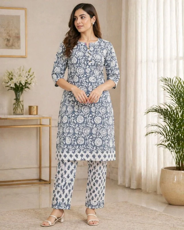 Women’s Dorado Printed Kurta Pant Set (2PC) | Cotton Ethnic Wear | Stylish Casual Outfit | XL Size