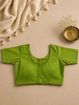 Sushi Colour Cotton Blouse | Round Neck Front & Back | Front Hook Closure | Size 34 - Sushi