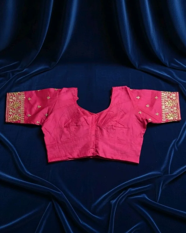 Women’s Cotton Embroidered Readymade Blouse – Pink | Size 36