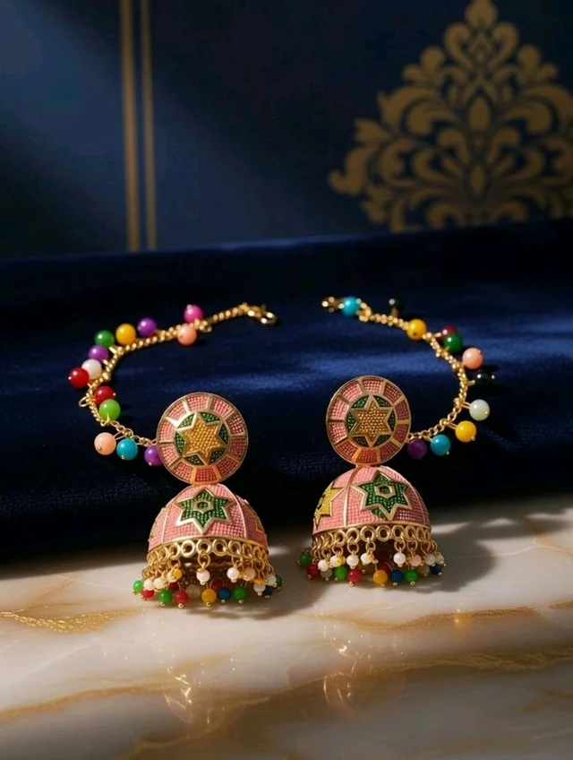 Pack of 2 Designer Jhumka Earrings for Women | Colorful & Floral Pearl Earrings Combo