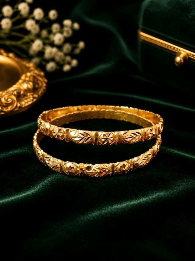 Premium Gold Plated Designer Bangles for Women | Elegant Traditional Bangle Set (6cm) - 2.6