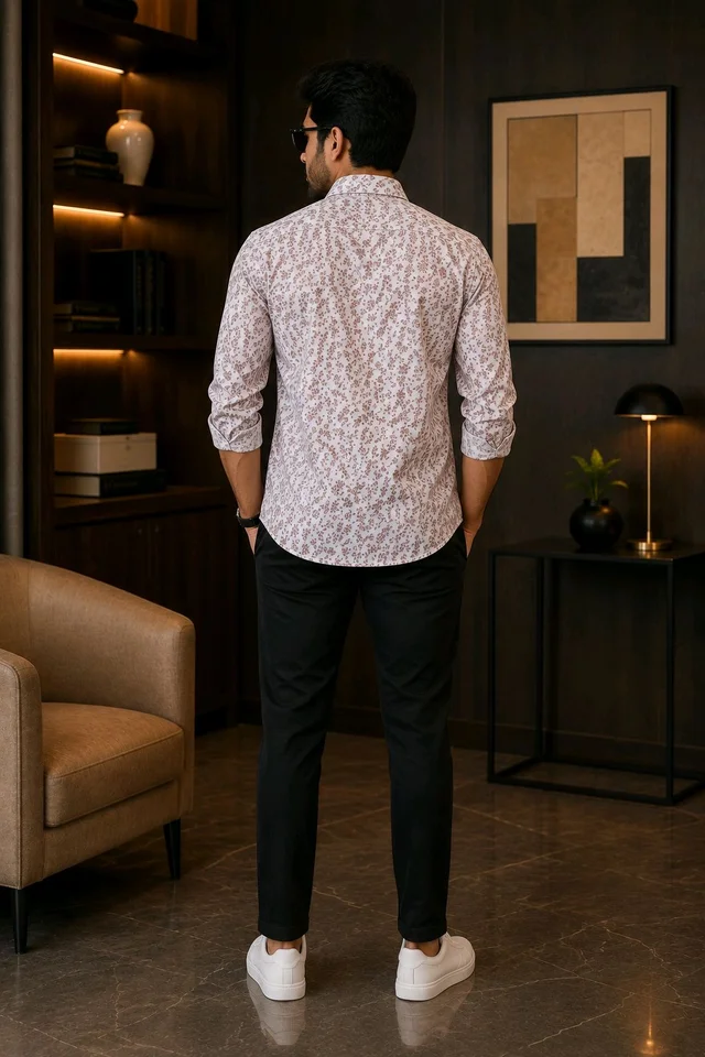 Men's Premium Floral Print Full Sleeve Casual Shirt – L Size