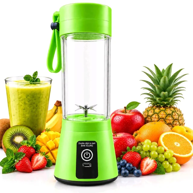 Portable USB Electric Juicer – 6-Blade Blender & Protein Shaker - Green