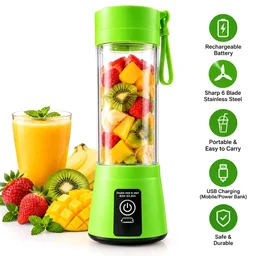 Portable USB Electric Juicer – 6-Blade Blender & Protein Shaker - Green