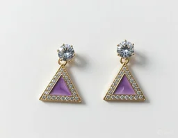 Gold Plated Crystal Star & Triangle Drop Earrings – Pack of 2 (Small Size)