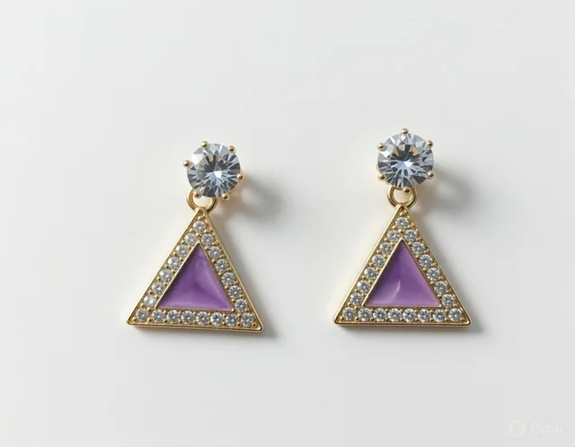 Gold Plated Crystal Star & Triangle Drop Earrings – Pack of 2 (Small Size)