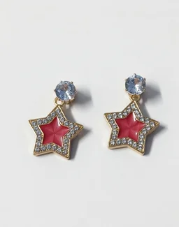 Gold Plated Crystal Star & Triangle Drop Earrings – Pack of 2 (Small Size)