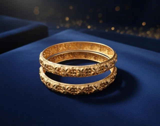 Royal Floral Cutwork Gold Plated Bangles - 2.6 size