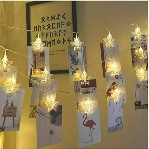 Waterproof Led String 16 Star Clip for Hanging Photos Cards & Art Work