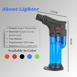 Lighter for crackers, Blow Torch Jet Flame Butane Gas, Refillable Windproof Flame Gun with Stand, Multipurpose Lighter for Resin Art, BBQ, Candle, Bonfire & Camping, Pack of 1