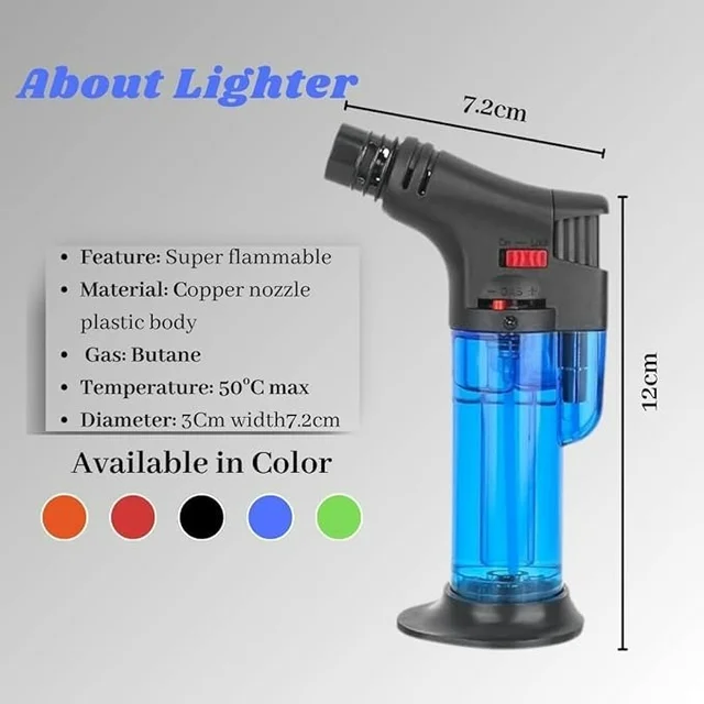 Lighter for crackers, Blow Torch Jet Flame Butane Gas, Refillable Windproof Flame Gun with Stand, Multipurpose Lighter for Resin Art, BBQ, Candle, Bonfire & Camping, Pack of 1