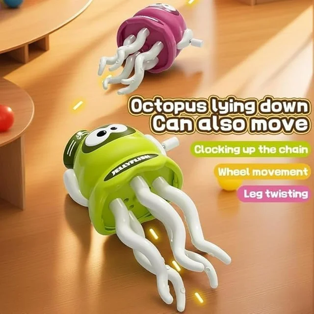Key Operated Octopus Toy – Wind-Up Crawling Dancing Toy (Random Colour) - 1