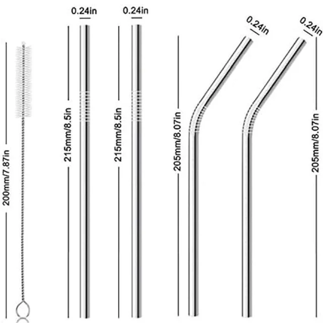 Reusable Metal Straws, Long Stainless Steel Straw