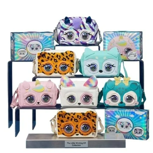 Little Winking Elf Interactive Pet Purse – Animated Eyes & Sounds Crossbody Handbag for Girls - Purple