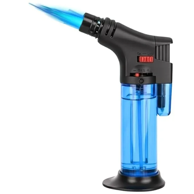 Lighter for crackers, Blow Torch Jet Flame Butane Gas, Refillable Windproof Flame Gun with Stand, Multipurpose Lighter for Resin Art, BBQ, Candle, Bonfire & Camping, Pack of 1