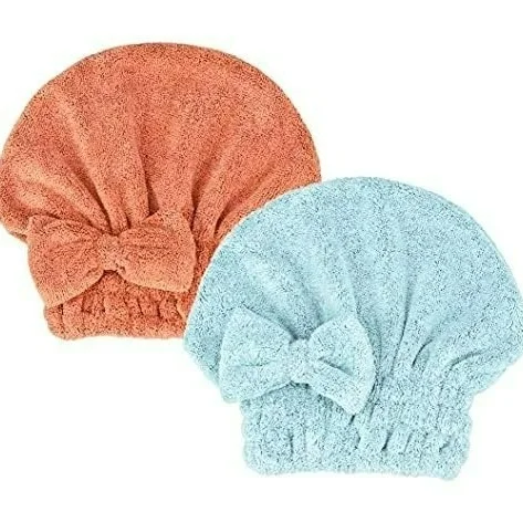 Microfiber Hair Drying Towel Head Wrap with Bow-Knot – Hair Turban for Wet & Curly Hair (Random Colour)