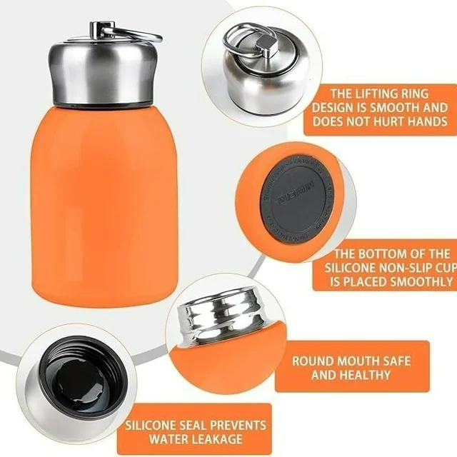 Mini Insulated Water Bottles,Stainless Steel Water Bottle - Orange