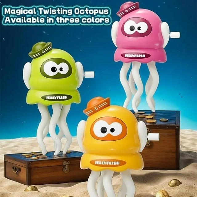 Key Operated Octopus Toy – Wind-Up Crawling Dancing Toy (Random Colour) - 1