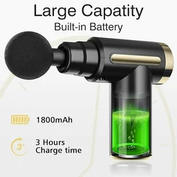 Gun Massager Rechargeable cordless deep tissue massager for full body pain relief Ideal for legs, arms - Black