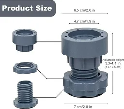 Heavy-Duty Washing Machine Anti Vibration Pads - Adjustable Anti-Slip Feet with Rotary Lock - Dove Gray