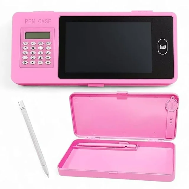 LCD Writing Tablet Pencil Box with Calculator | Multifunctional Stationery Case for Kids | Drawing Board Pencil Case with Erase Button | Magic LCD Display & Storage Box