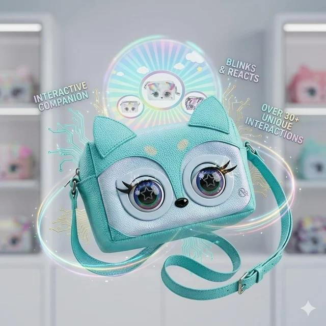 Little Winking Elf Interactive Pet Purse – Animated Eyes & Sounds Crossbody Handbag for Girls - Green