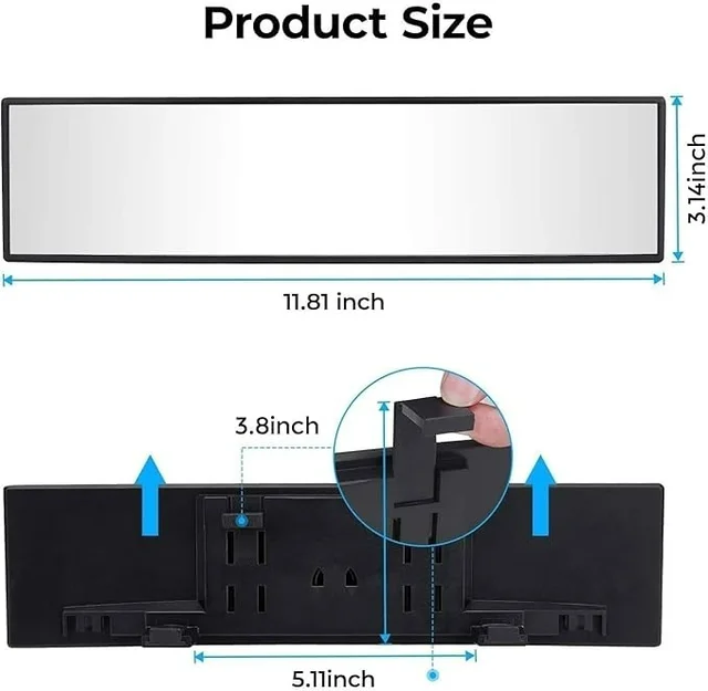 Car Rear View Mirror – Wide Angle Interior Panorama Safety Mirror (1 Pc)