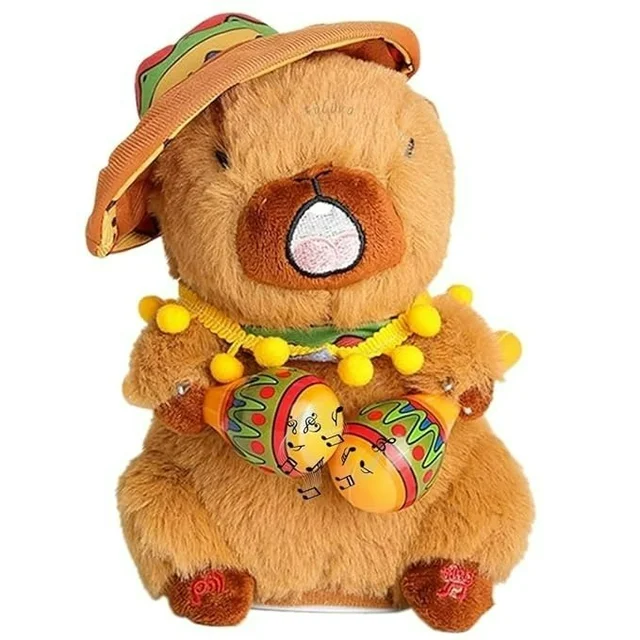 Capybara Musical Talking Plush Toy 25 cm | Dancing Stuffed Animal with Voice Mimic Function for Kids