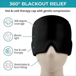 Migraine Relief Cap for Headache & Migraine Pain | Hot & Cold Therapy Cooling Gel Mask | Sinus, Stress, Tension Relief Head Wrap | Reusable Ice Pack Cap for Men & Women