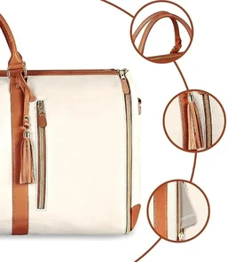 PU Leather Travel Duffle Bag – Luggage Bag for Men & Women (25.4 cm) - White