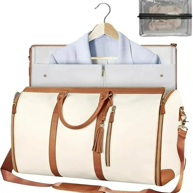 PU Leather Travel Duffle Bag – Luggage Bag for Men & Women (25.4 cm) - White
