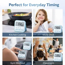 Stopwatch Timer for Study Kitchen Timer Large LCD Screen 24hr Digital Display Magnetic Retractable Stand Loud Alarm Stop Watch Countdown Flashing Light Study Timer for Students Cooking (Random Color)