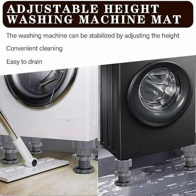 Heavy-Duty Washing Machine Anti Vibration Pads - Adjustable Anti-Slip Feet with Rotary Lock - Dove Gray