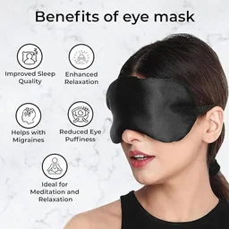 Sleep Mask/Eye Mask/Sleeping Eye Mask for Meditation/Travel/Relaxing with Adjustable Straps and Complete Blindfold Blackout (Black Color Sleep Mask for Women/Men/Girls)