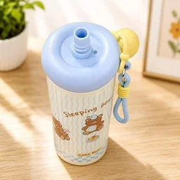 500 ml SUS316 Stainless Steel Water Bottle with Handle & Flip Cap (Blue Cake Bear 600 ml)