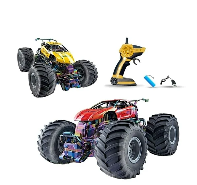 High-Speed RC Monster Truck, 2.4GHz Remote Control Car with Metal Body, All-Terrain Tires, Drift Capability, Rechargeable Off-Road Racing Vehicle for Kids & Adults - Red