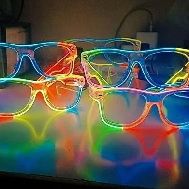 Multicolored Led Party Goggles Eyewear Glasses Wireless Battery Operated Neon Tube Led Eyewear Glasses For Adults Birthday EDM Disco Night Events 1pc