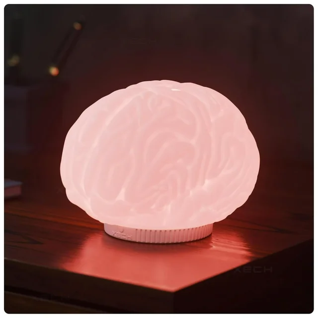 Cute Night Lamp for Bedroom – Rechargeable RGB Lighting for Kids, Study, Office, and Side Table – Portable Desk Light for Gifts & Bedroom Décor (Brain Lamp) With 1 Year Warranty