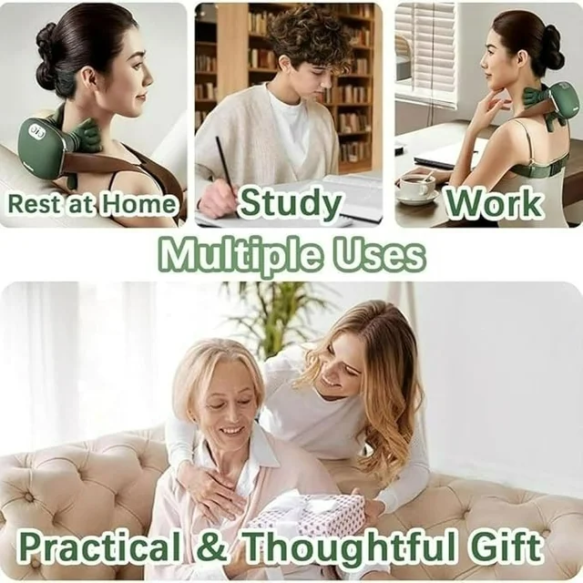 Bionic Heated Massager, Wireless Portable Shiatsu Neck and Back Massager, Electric Deep Tissue 4D Kneading Massage, Simulated Human Hand Design for Pain Relief and Muscle Relax
