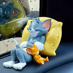 Cartoon Character Dashboard Toy Cute T&J Sleeping Figurine in PVC Build | Fun Car Interior Showpiece or Tabletop Gift for Kids, Friends & Office | car Accessories (T&J Sleeping B)