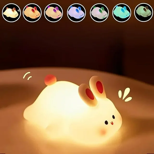 Cute Rabbit Silicone Night Lamp – Rechargeable LED Kids Bedside Light
